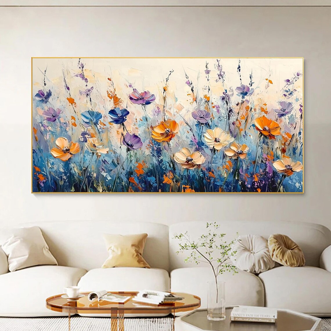 Colorful Wildflower Poppies In Orange Purple And Blue Meadow Poster - Image 4