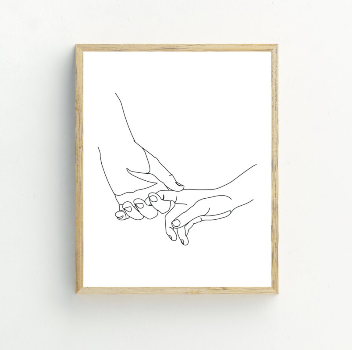 Hands Line Art Print, Abstract Minimalist Drawing