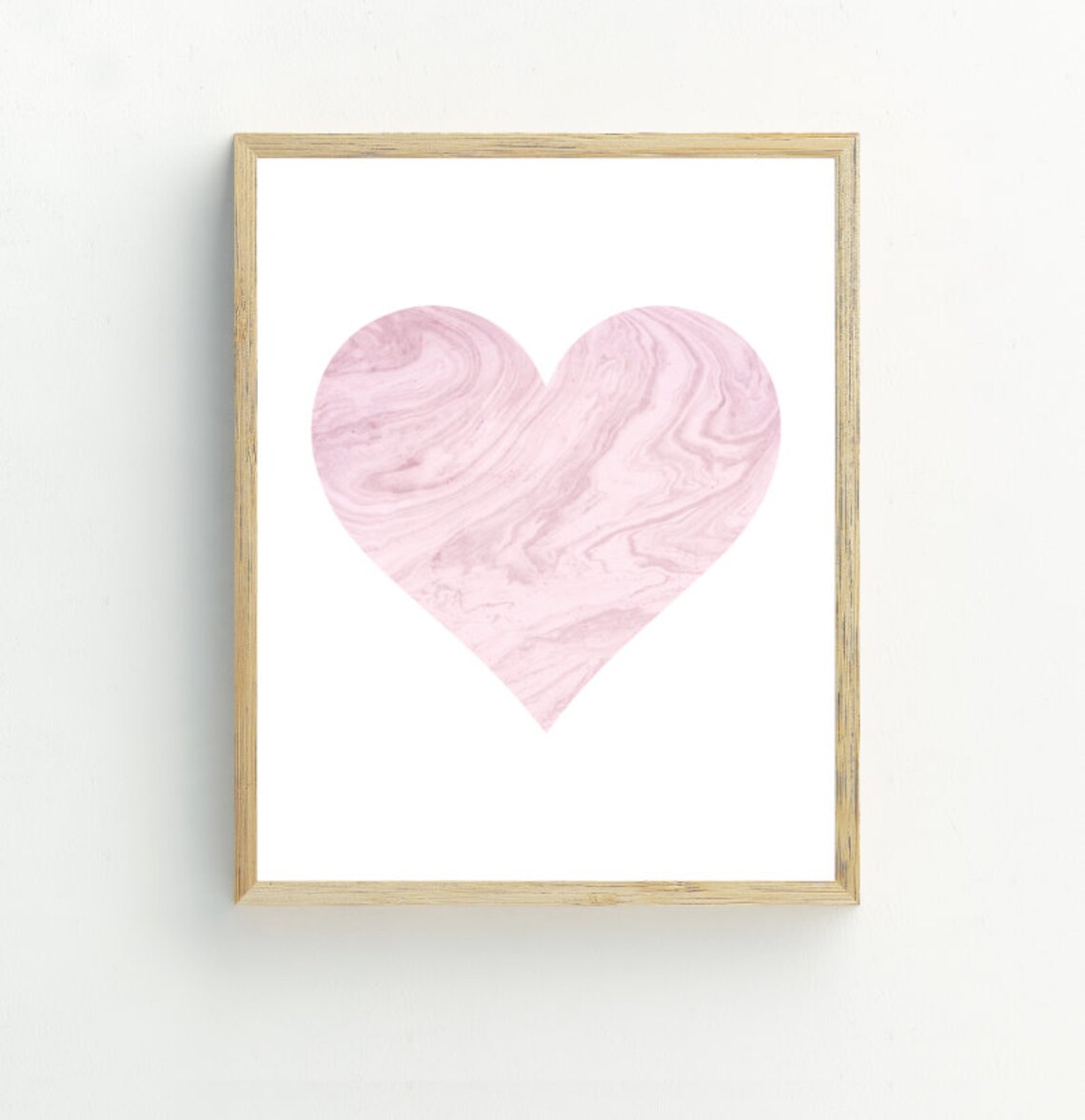 Pink Marble Heart Minimalist Blush Heart Decor Nursery Wall Art Print - Image 2