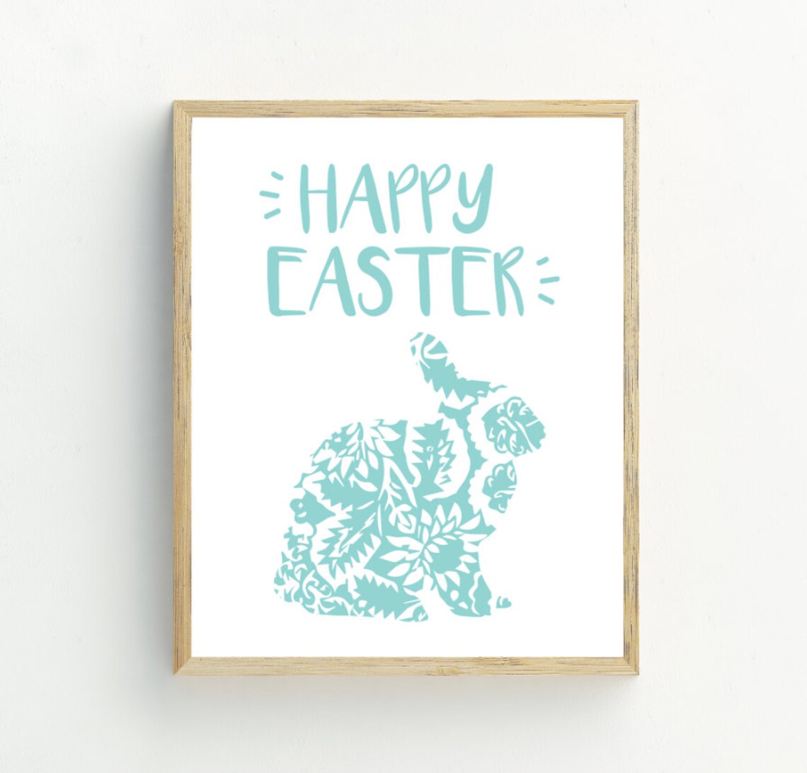 Happy Easter Rabbit Poster, Easter Decor