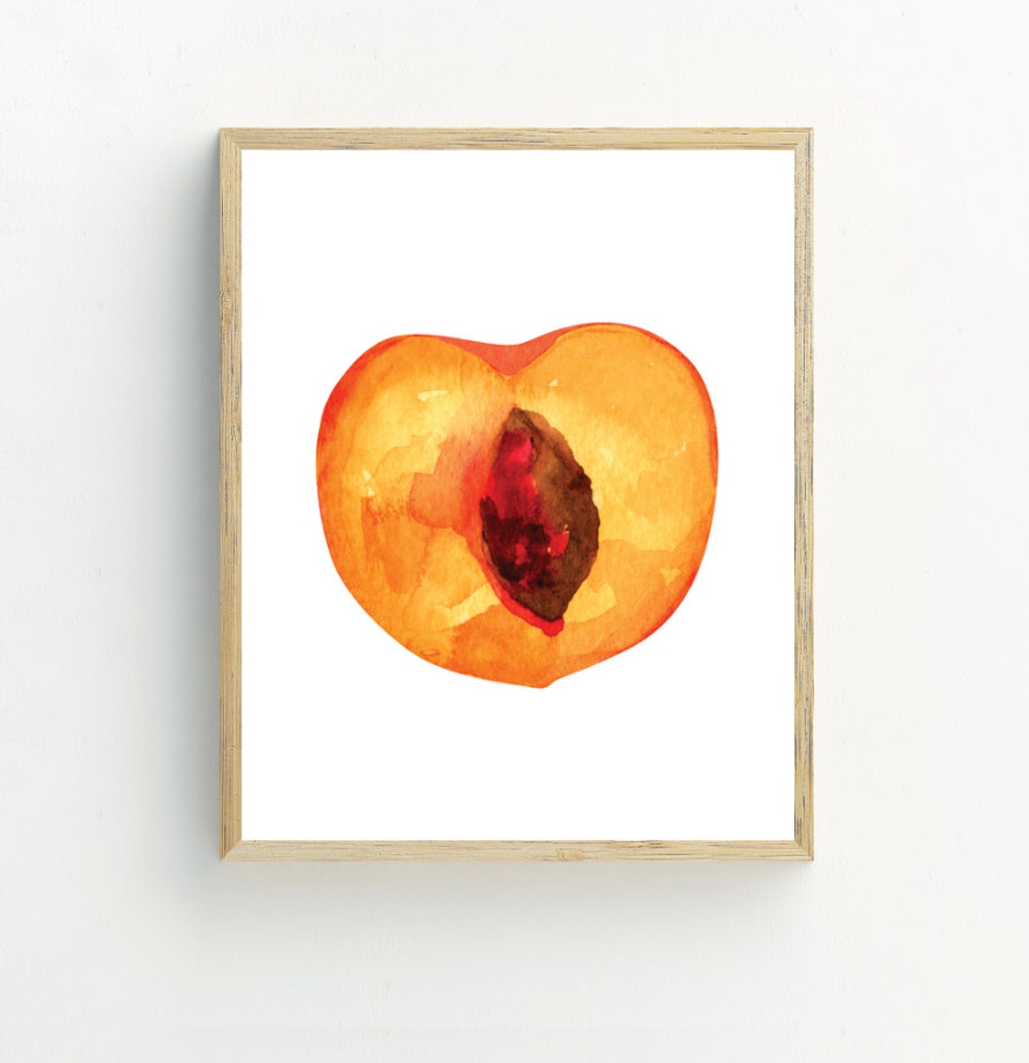 Watercolor Peach Half Minimalist Fruit Kitchen Decor Wall Art Print - Image 2