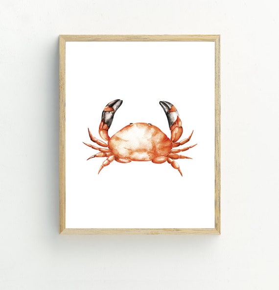 Crab Watercolor Minimalist Beach Decor Art Print