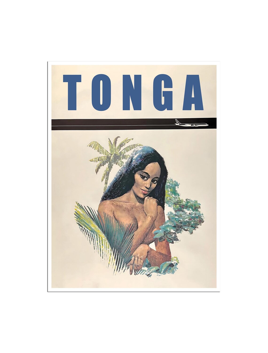 Tonga Vintage Travel Poster, Polynesian Art Print