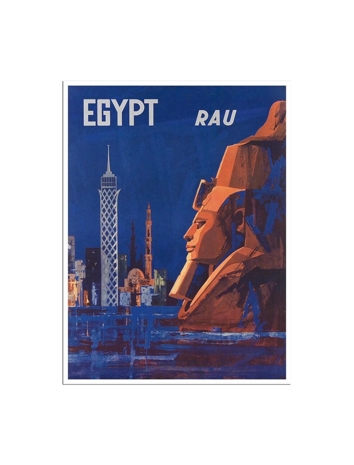 Egypte RAU Cairo Tower Pharaoh Colossus Vintage Egypt Poster - Image 2