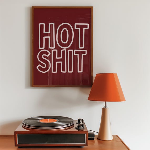 Hot Shit Unframed Poster Trendy Wall Art Cute Retro Abstract Funny Print Relatable Home Decor
