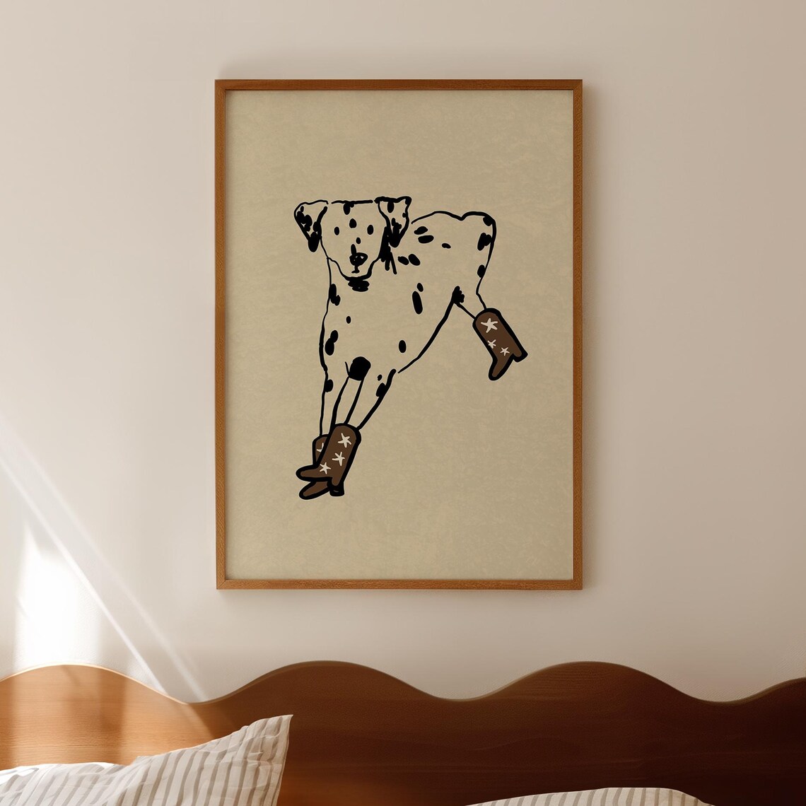 Dalmatian In Cowboy Boots Western Dog Ink Sketch Funny Poster