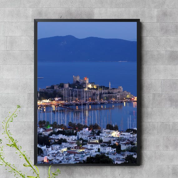Bodrum Castle And Marina Night View Trkiye Coastal Art Print