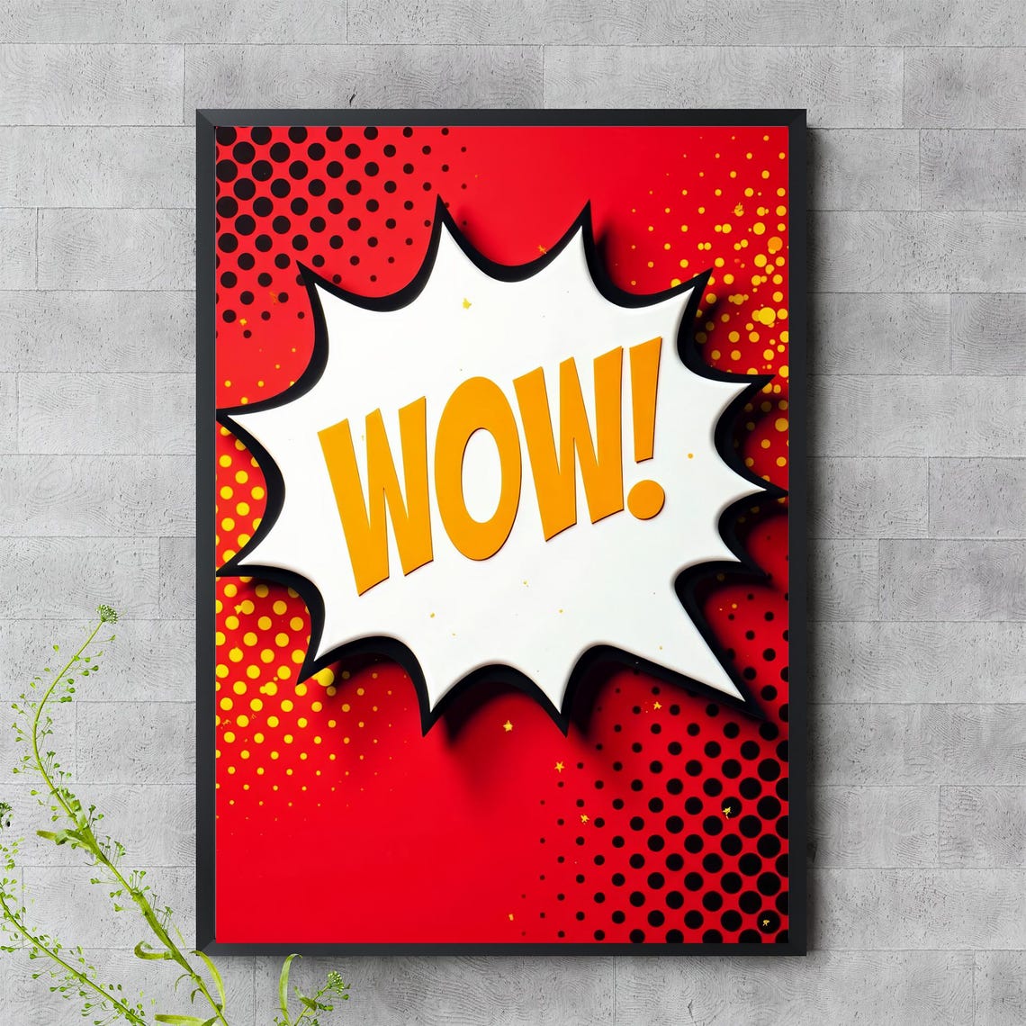 Wow Pop Art Comic Speech Bubble Bold Red And Yellow Retro Poster