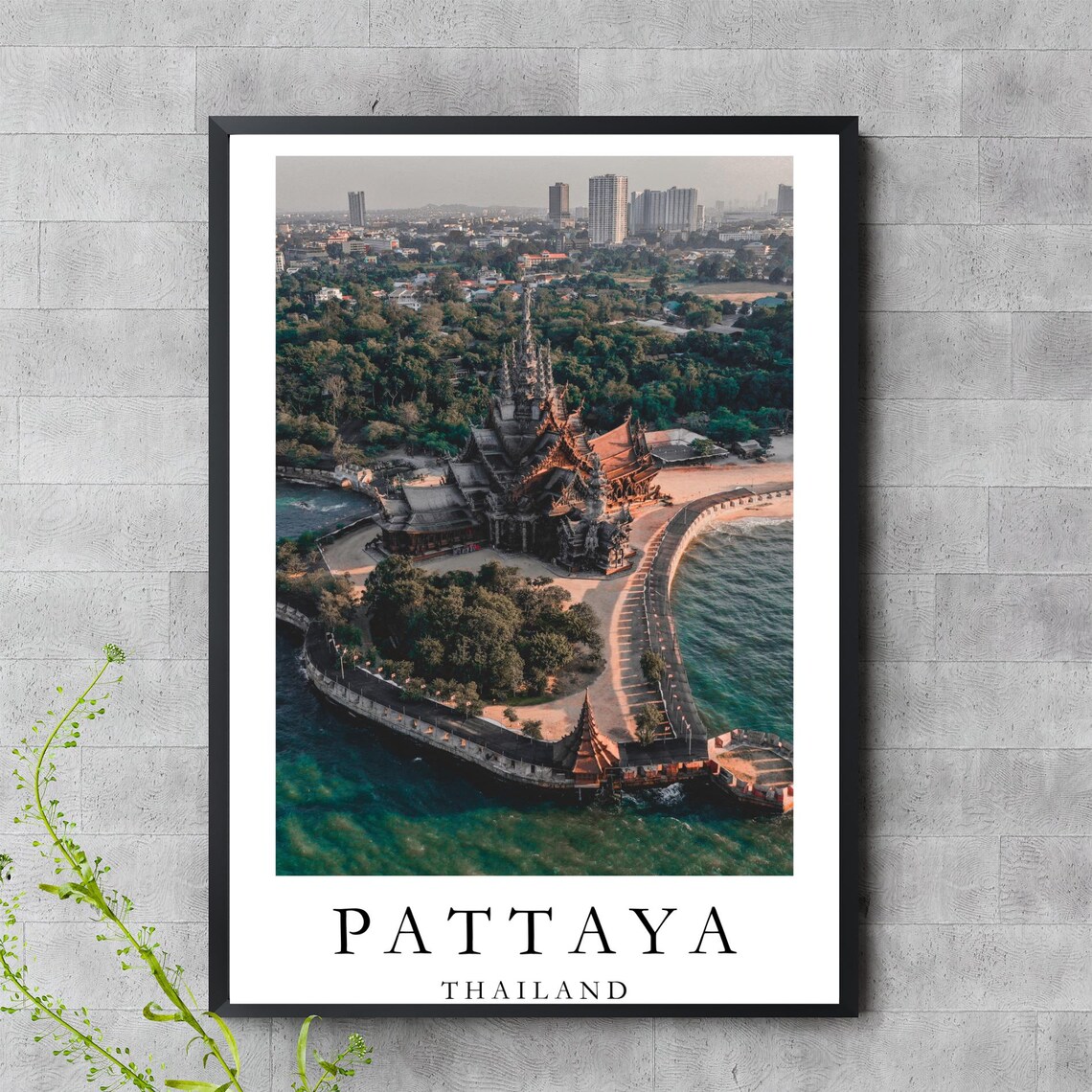 Pattaya Thailand Sanctuary of Truth Aerial Coastline Photo Art Poster