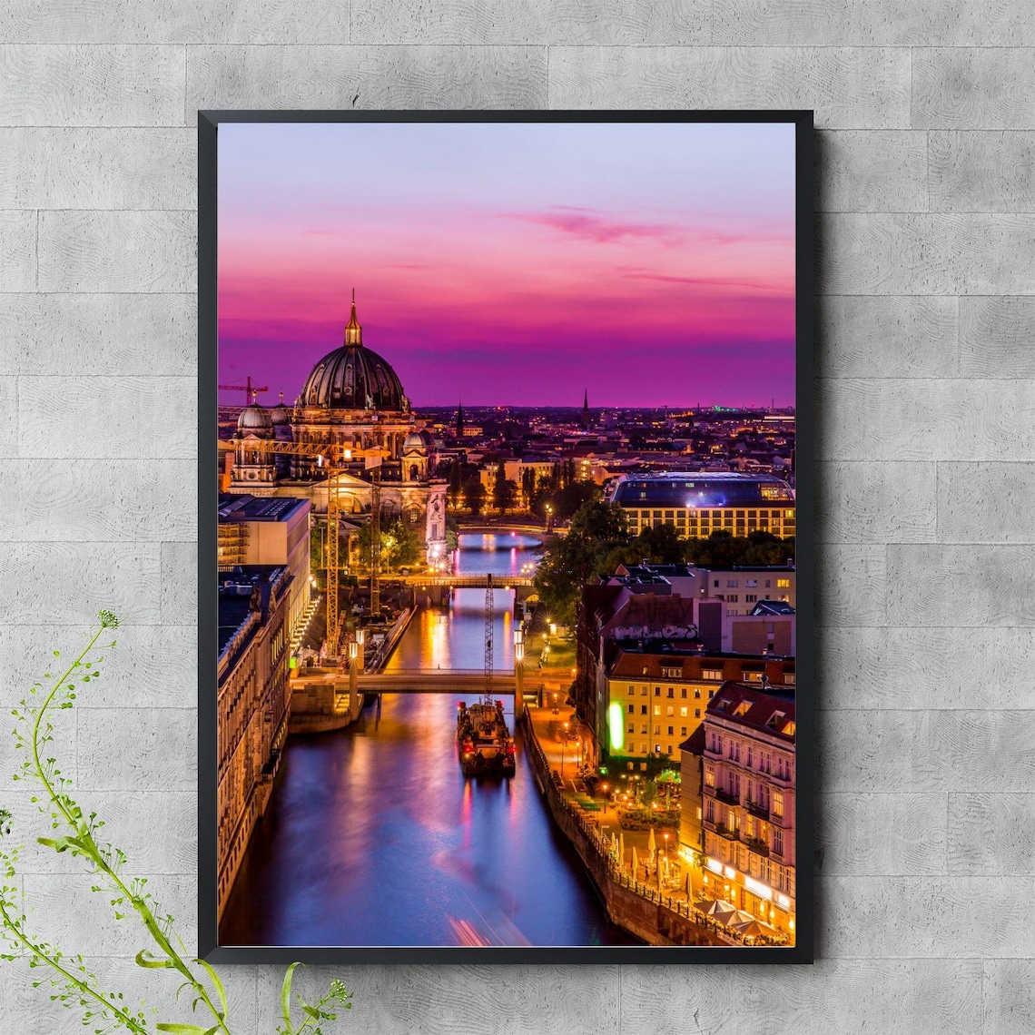 Berlin Cathedral at Night River Spree Cityscape Photography Travel Print