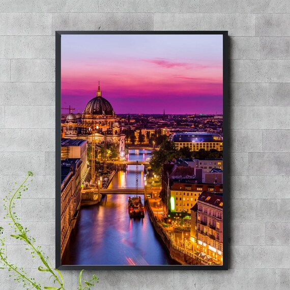 Berlin Cathedral Wall Art Germany Cityscape Print Night Photography River Spree Decor