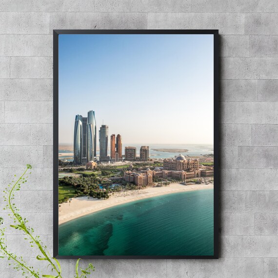 Abu Dhabi Skyline Wall Art Emirates Palace Etihad Towers Luxury Cityscape Uae Travel Poster