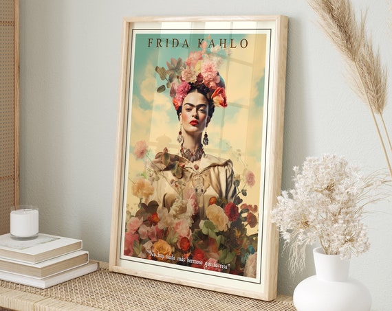 Frida Kahlo Botanical Art Print, Mexican Feminist Decor