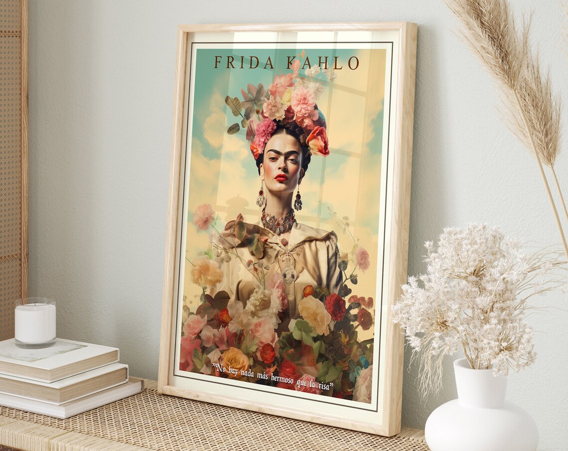 Frida Kahlo Botanical Art Print, Mexican Feminist Decor