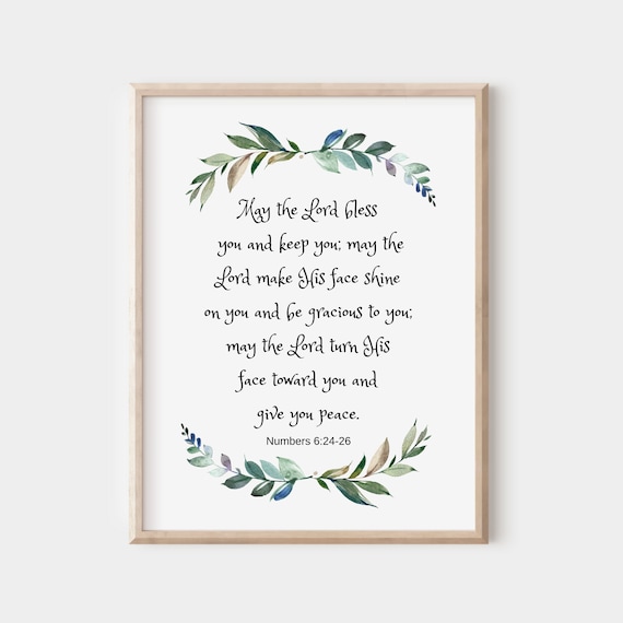 Numbers 624 May The Lord Bless You And Keep Bible Verse Wall Art Christian Scripture Print Watercolor Eucalyptus Minimal