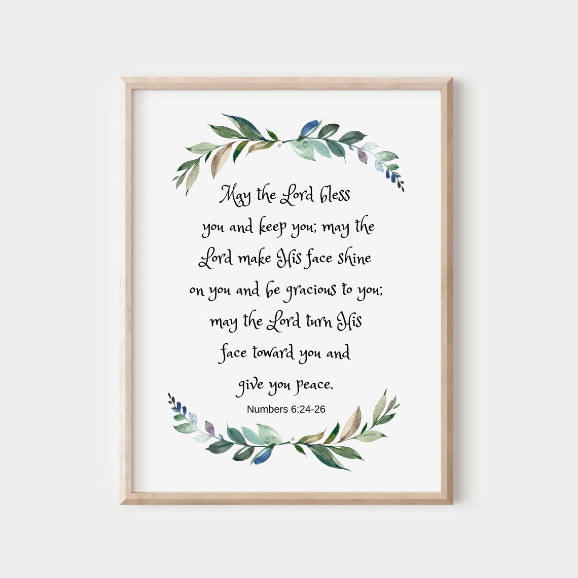 Numbers 624 May The Lord Bless You And Keep Bible Verse Wall Art Christian Scripture Print Watercolor Eucalyptus Minimal