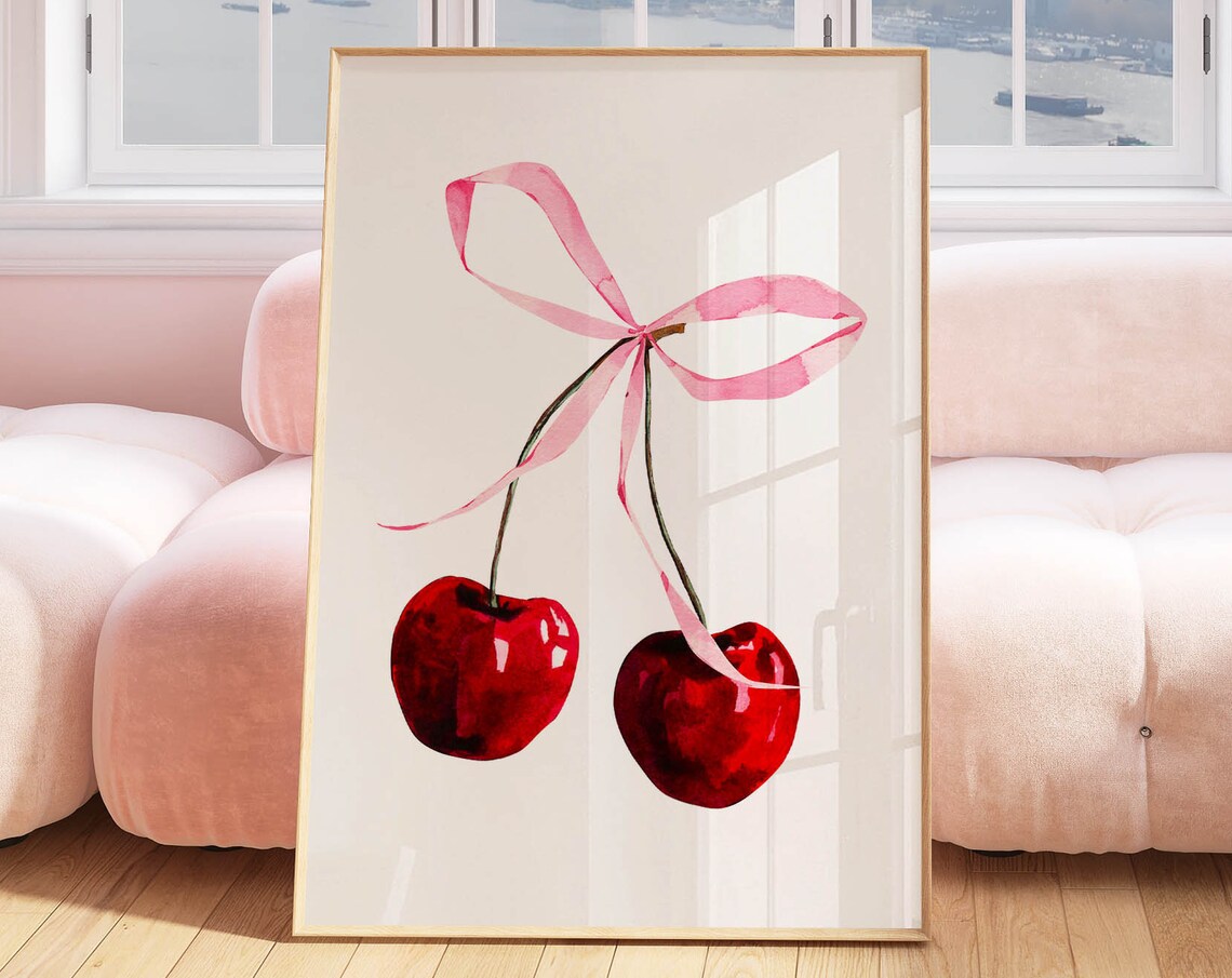 Bow Wall Art, Coquette Room Decor Art Print