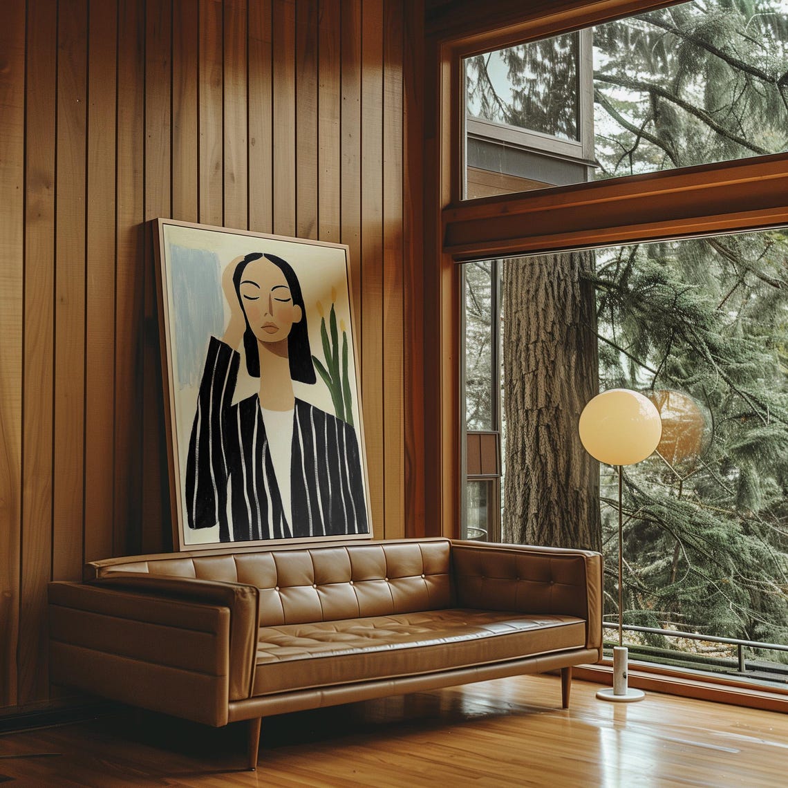 Woman In Black Striped Blazer With Hand To Forehead Art Poster - Image 4