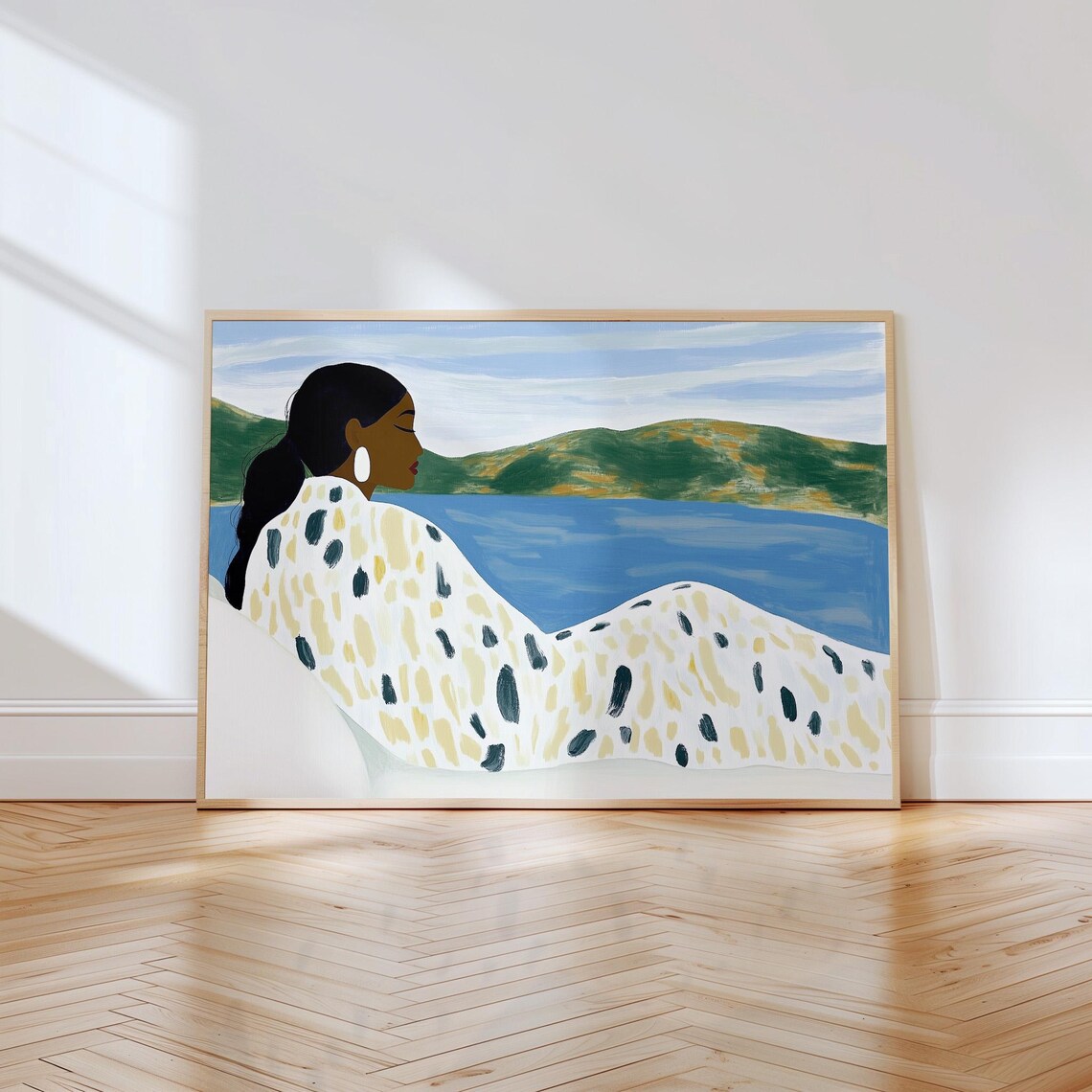 Abstract Woman by the Water, Minimalist Wall Art Print