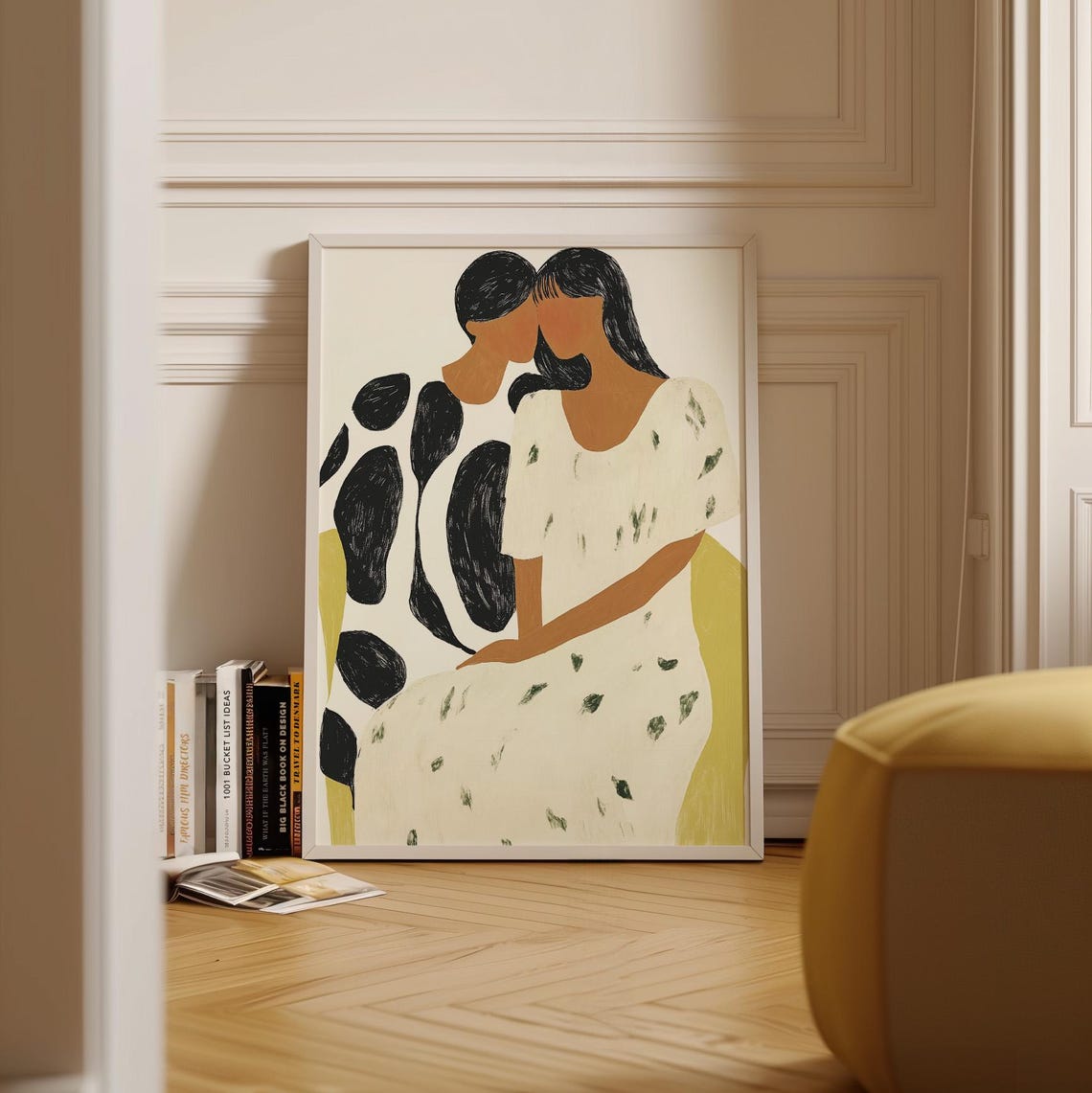 Abstract Couple Embrace Black White Pattern Minimalist Love Poster