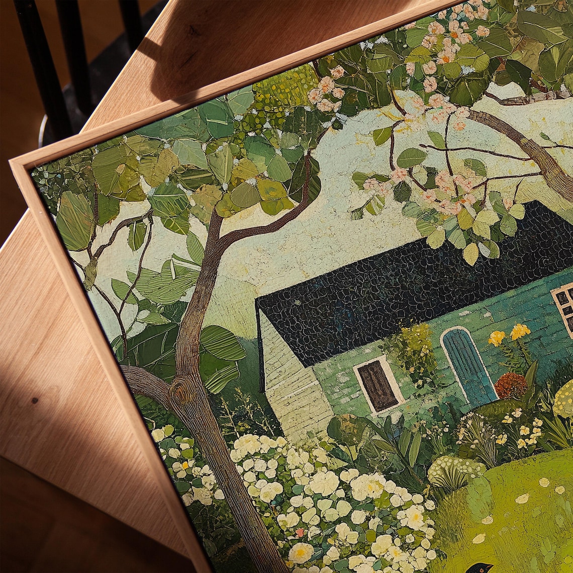 Cottage Garden Birds And Flowers, Spring Landscape - Image 3