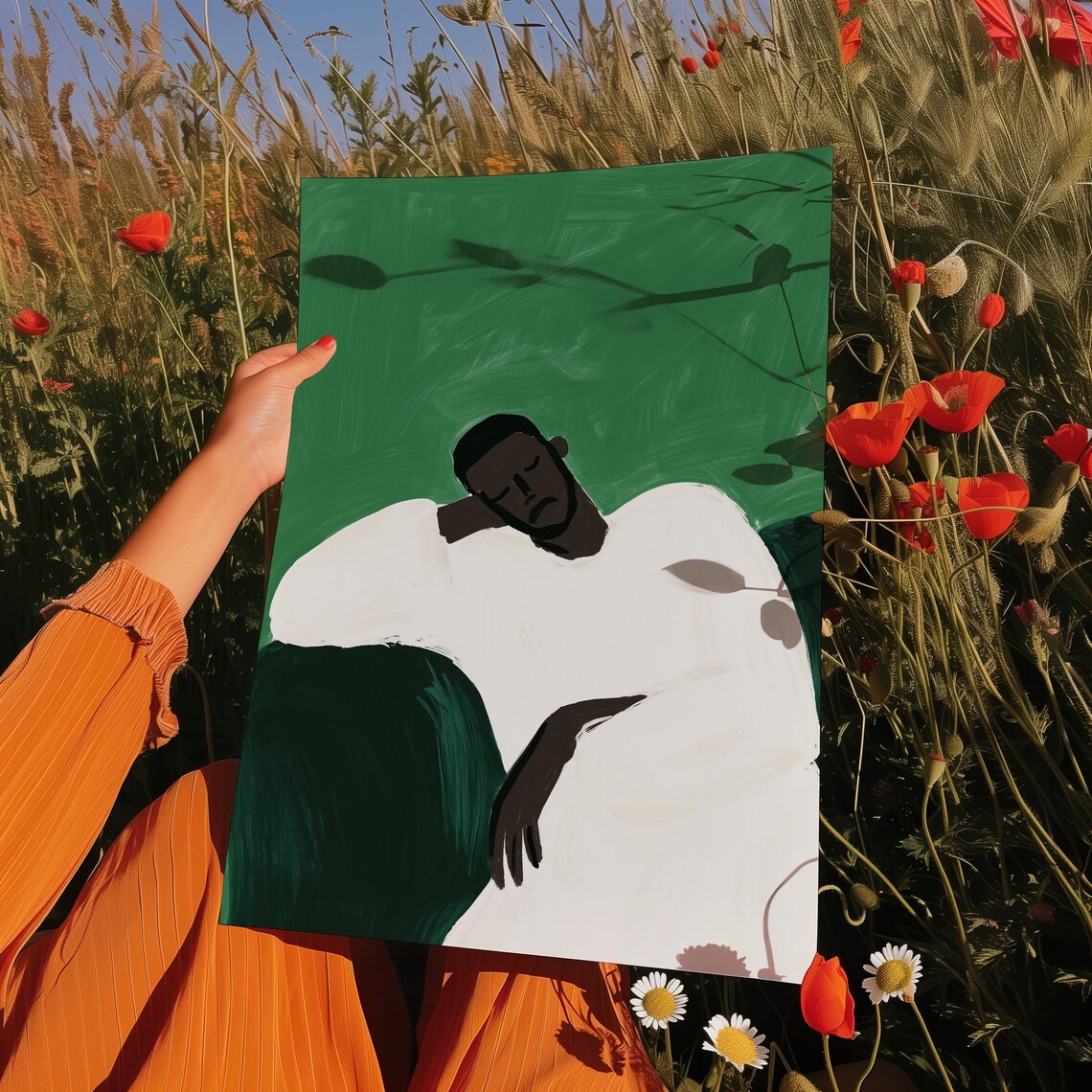 Minimalist Sleeping Man, Modern Abstract Figure - Image 5
