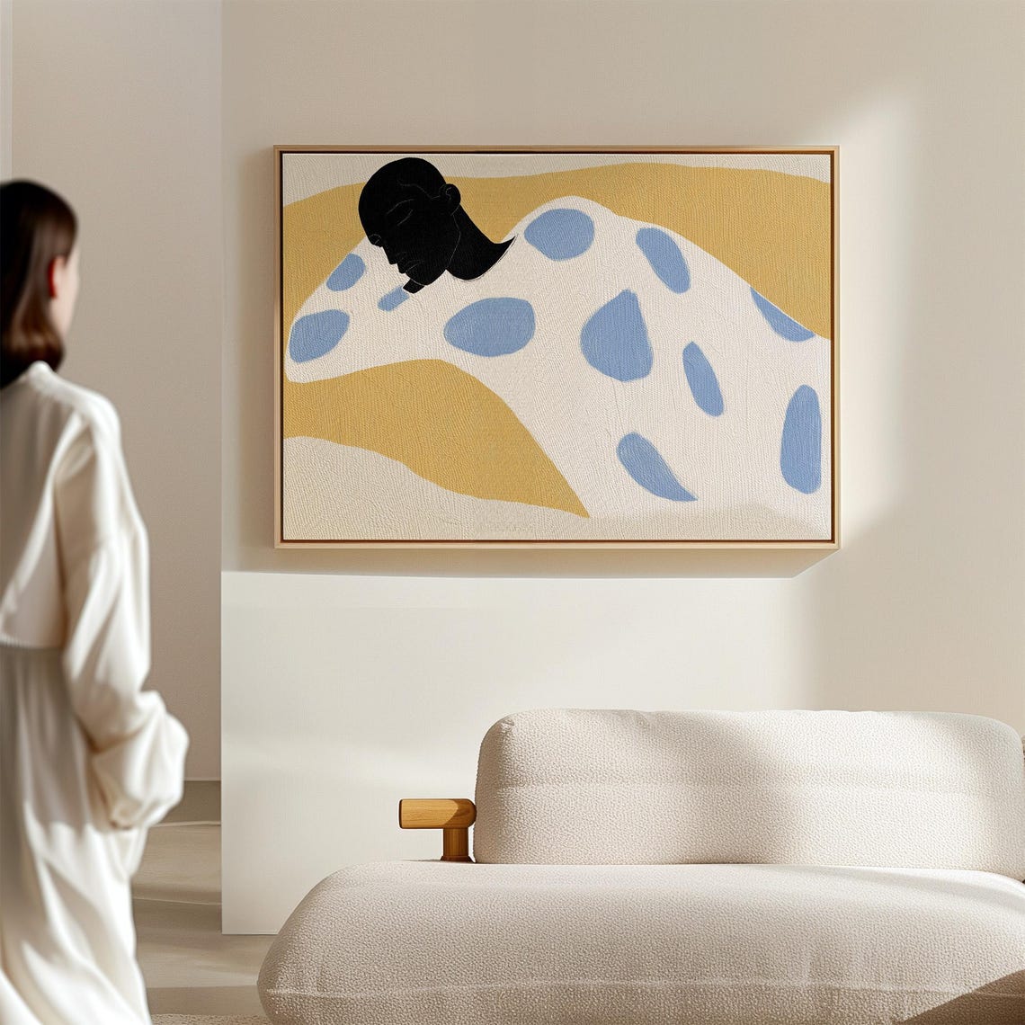 Modern Abstract Art Print Minimalist Figure Wall Art Blue And Yellow Decor Bold Artwork Contemporary Serene Design - Image 2