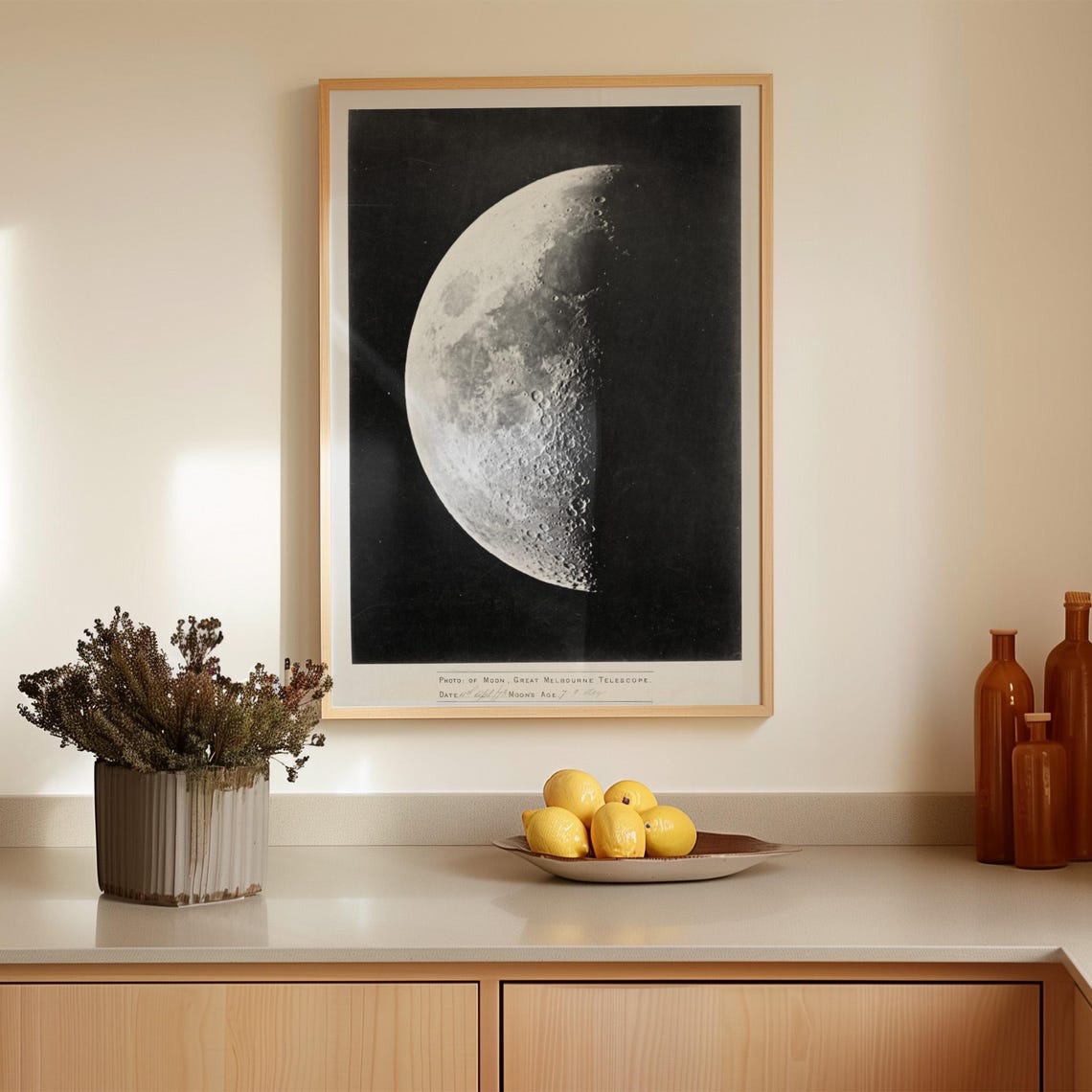 Great Melbourne Telescope Vintage Moon Photo Half Moon Lunar Poster - Image 3
