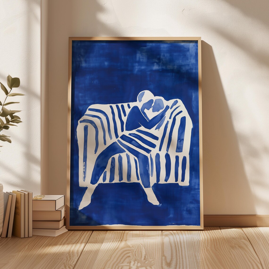 Abstract People Minimalist Art Print, Electric Blue
