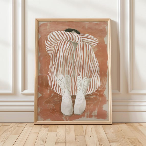 Western Abstract People Large Wall Art Contemporary Artwork Cowgirl Minimalist Print Kitchen Wall Art Cowboy Shoes Print
