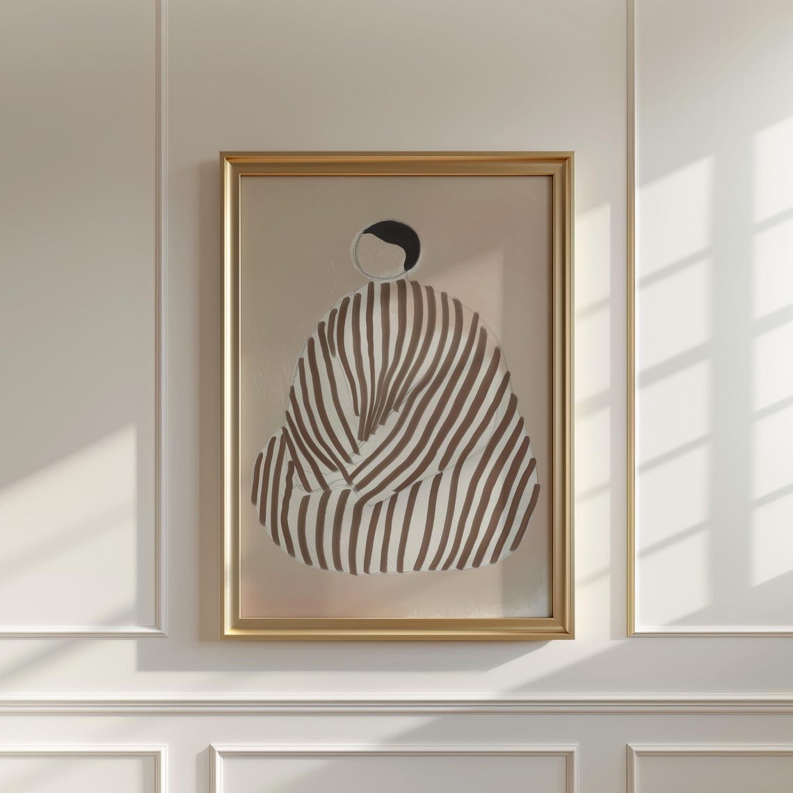Striped Figure Sculptural Form Beige Minimalist Abstract Body Poster