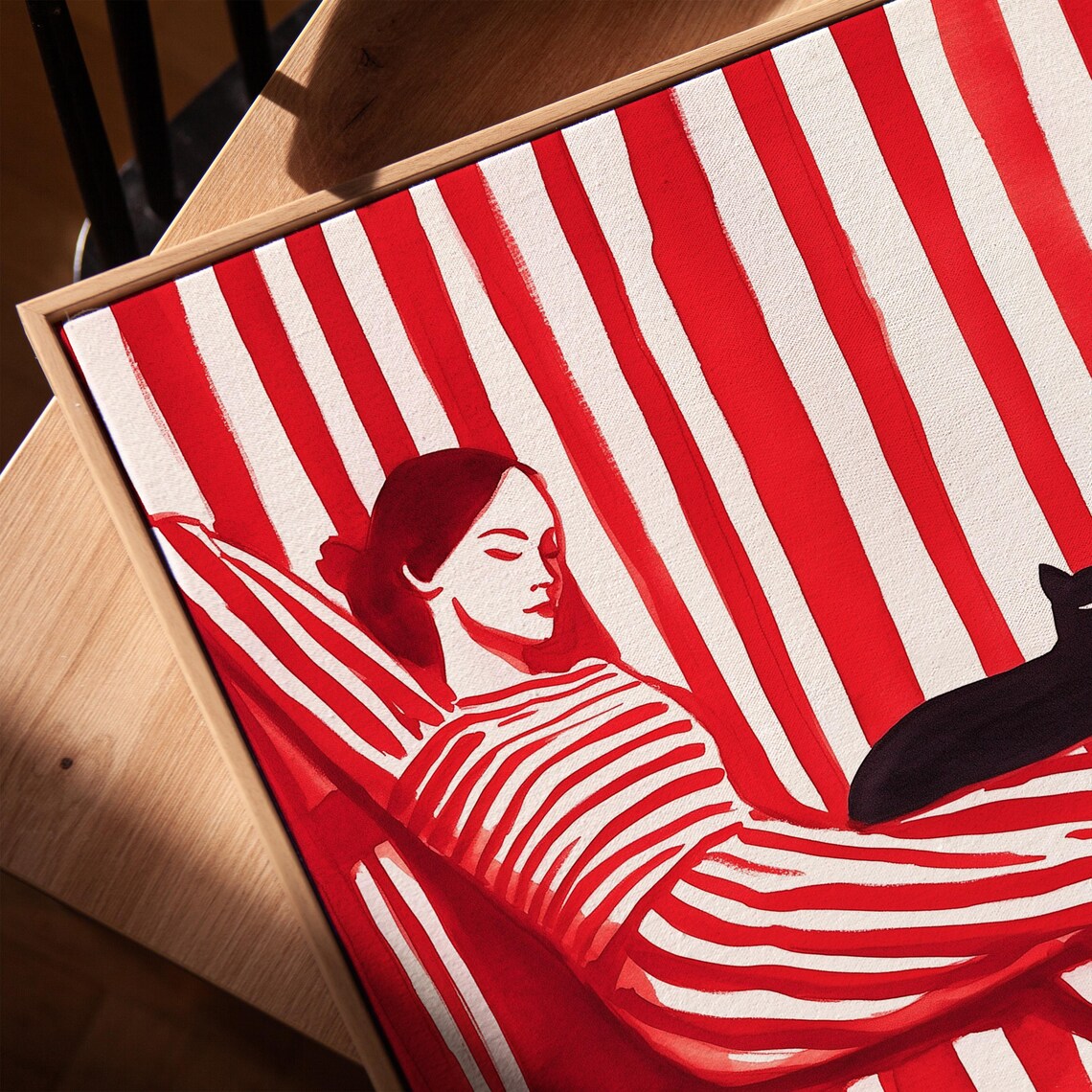 Abstract Woman And Cat, Modern Minimalist Art Print - Image 3