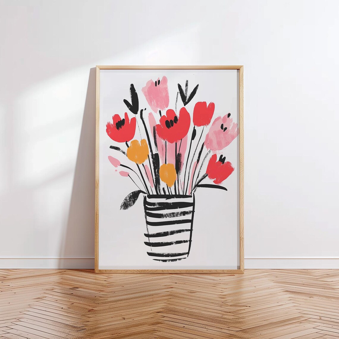 Vibrant Floral Bouquet Minimalist Botanical Art Print - Image 2