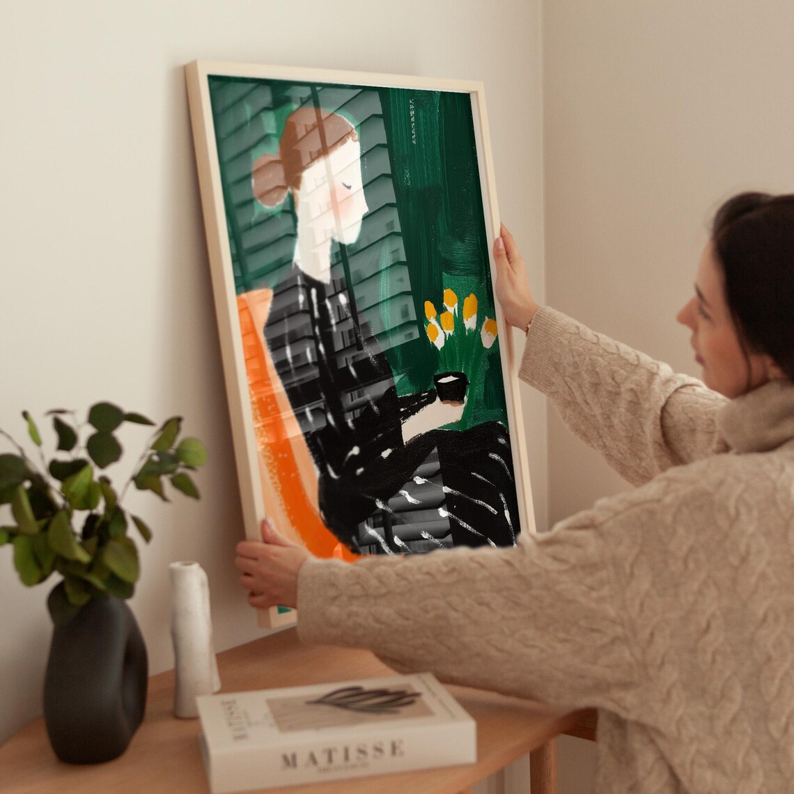 Minimalist Woman In Black Dress, Modern Poster - Image 5