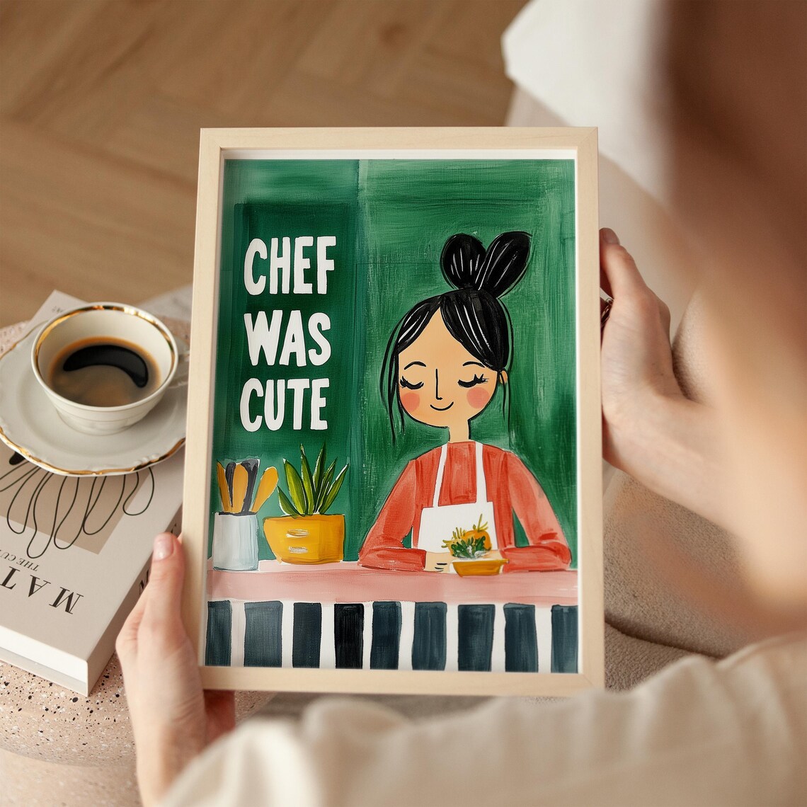 Chef Was Cute Whimsical Kitchen Art Print - Image 2