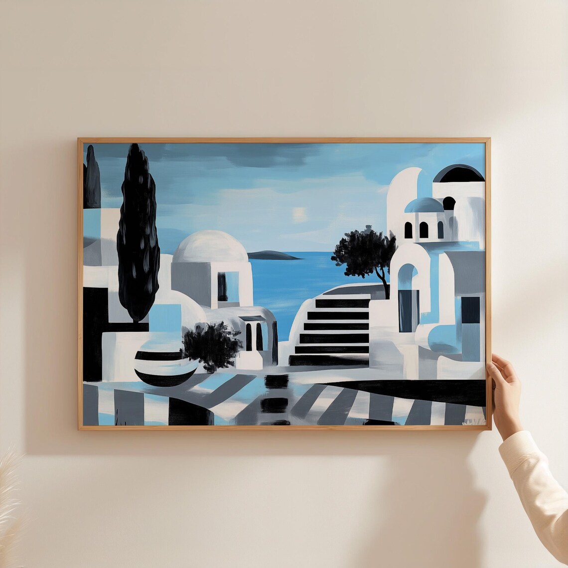 Santorini Minimalist Greek Island, Mediterranean Landscape