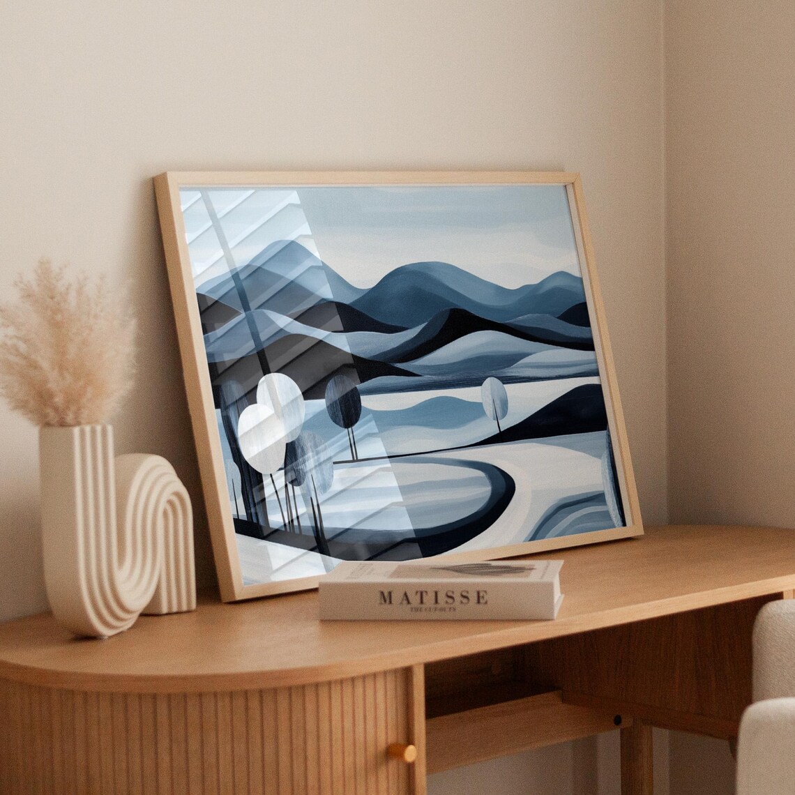 Modern Abstract Landscape, Rolling Blue Hills - Image 6