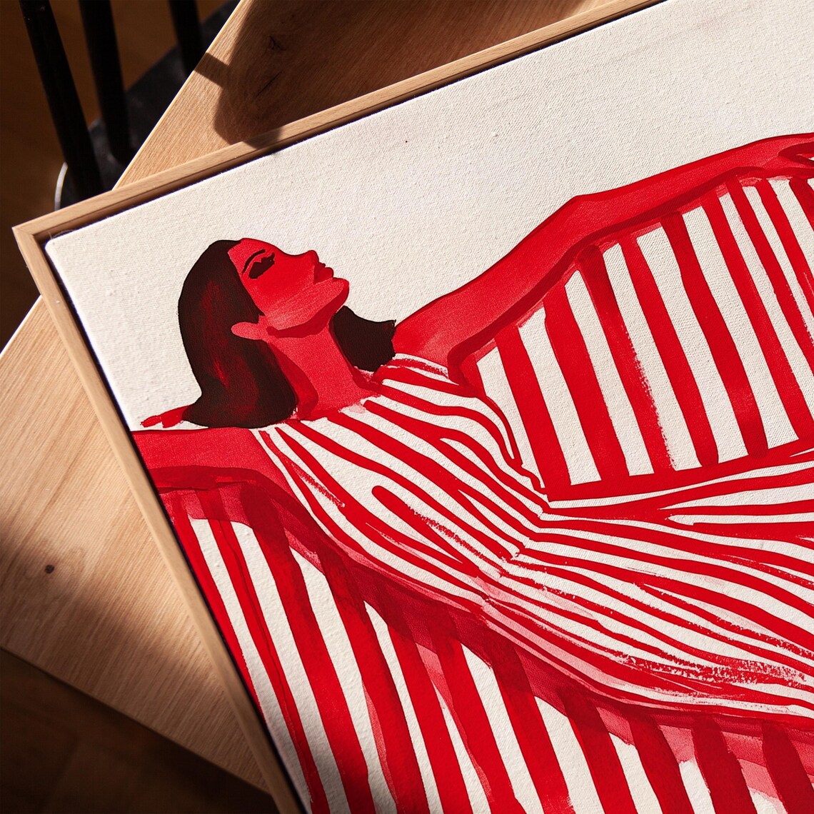 Abstract Woman In Striped Dress, Minimalist Figurative Art Print - Image 5