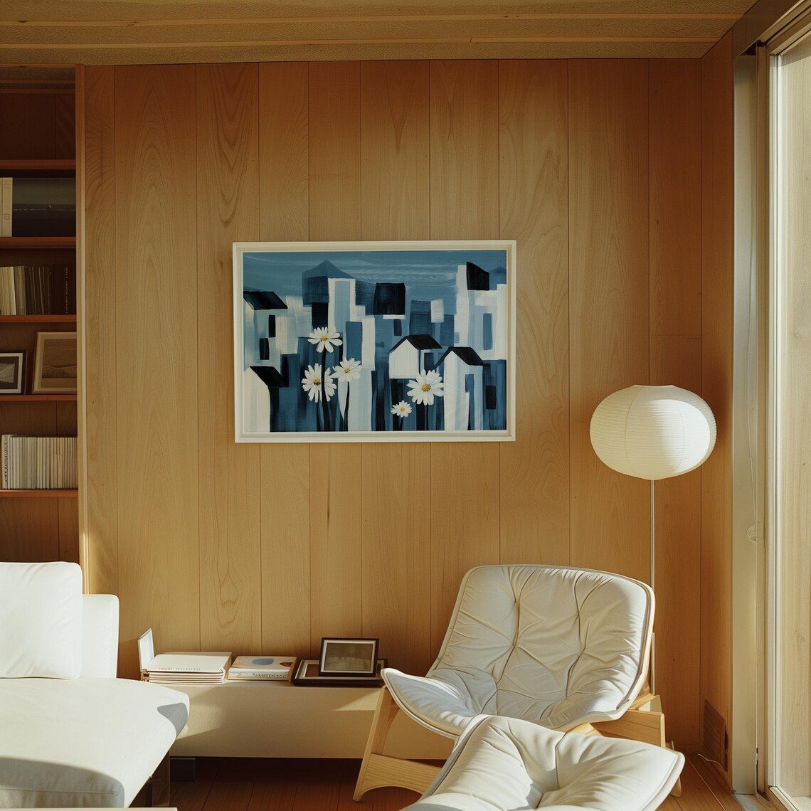 Modern Daisy City Wall Art, Abstract Floral Poster - Image 4