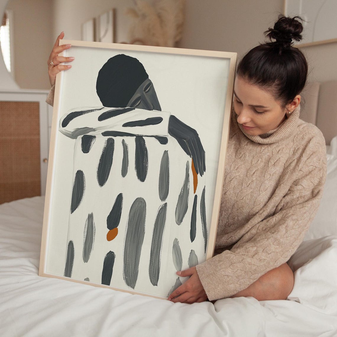 Minimalist Abstract Figure Art Black And White Modern Portrait Print Neutral Decor Wall Art Contemporary Artwork - Image 5