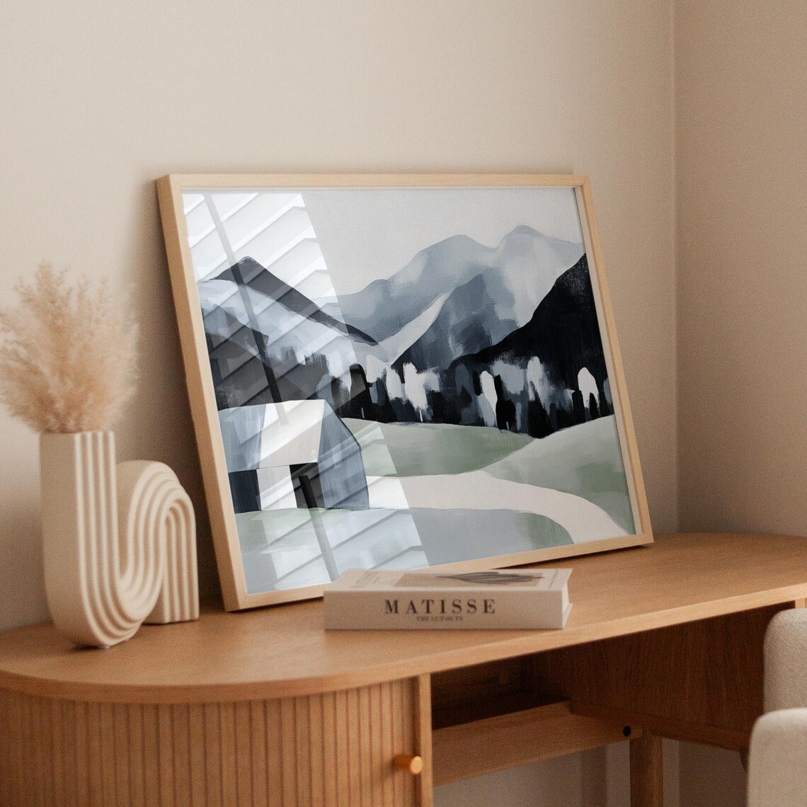 Minimalist Farmhouse Landscape Art Print, Rural Hills - Image 6