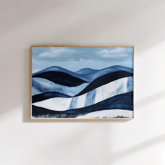 Abstract Mountain Landscape, Minimalist Winter Art Print
