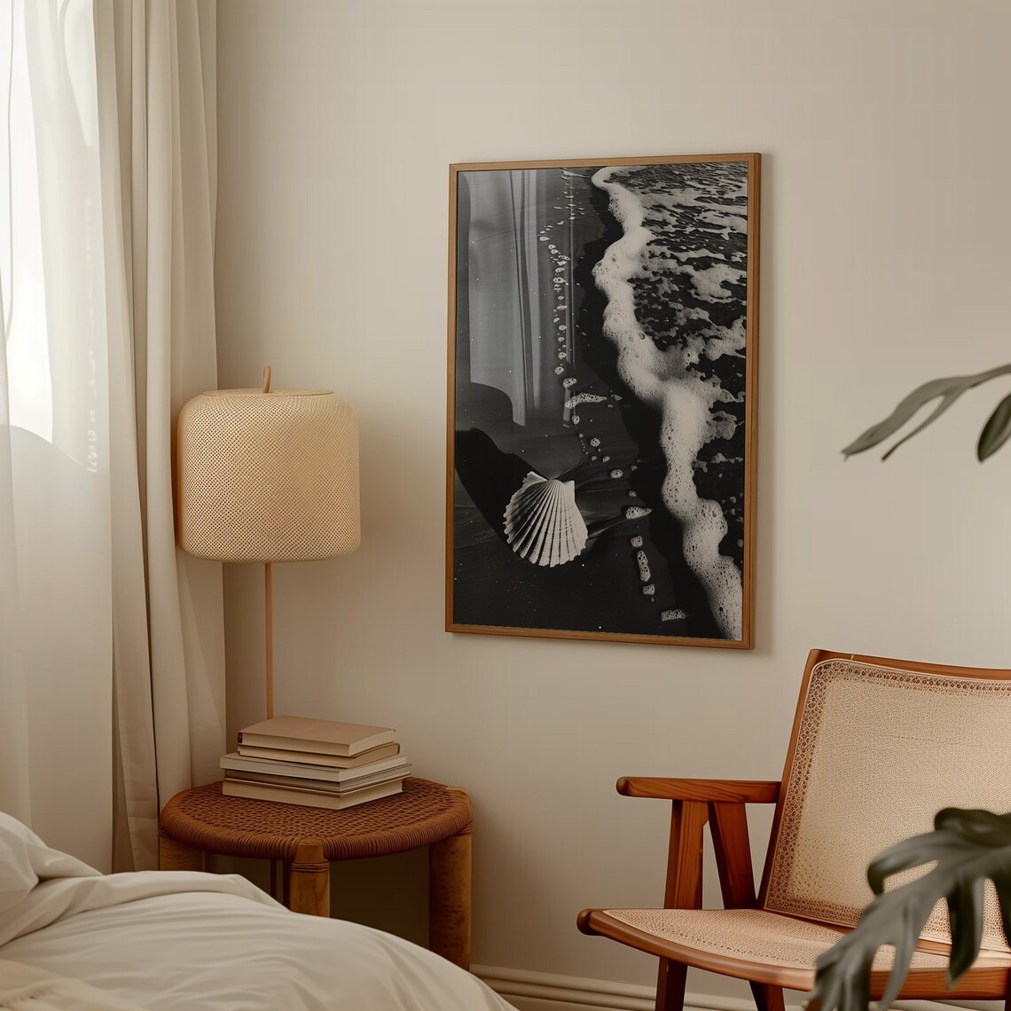 Black And White Beach Shell, Minimalist Ocean Art - Image 2