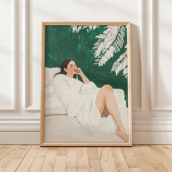 Emerald Green Abstract People Large Bold Contemporary Art Poster