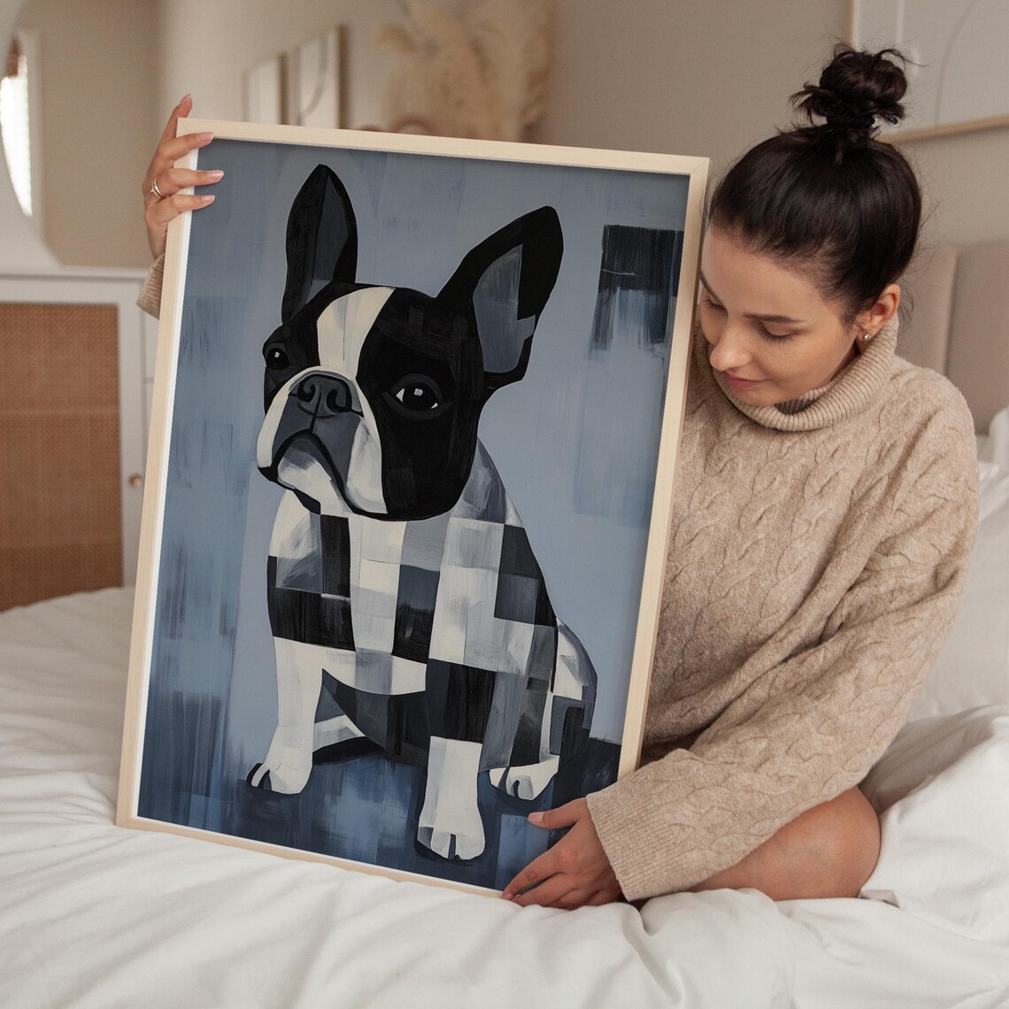 French Bulldog Abstract Portrait, Minimalist Art Print