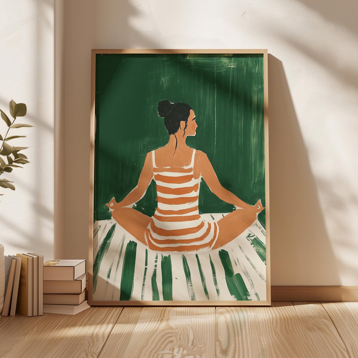 Minimalist Yoga Woman, Modern Wellness Art Print