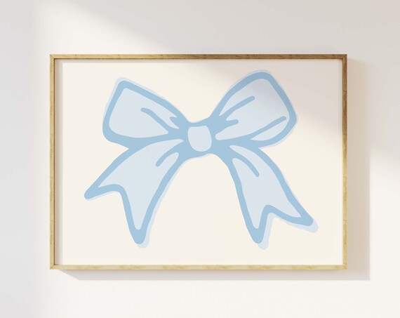 Light Blue Ribbon Bow Balletcore Nursery Soft Girls Room Poster