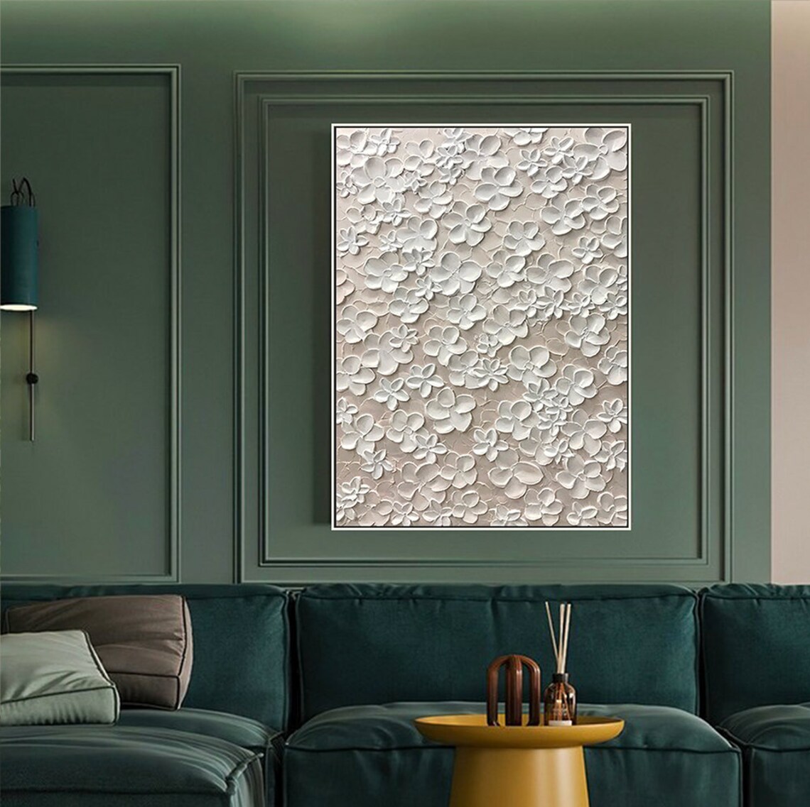 Beige Flower Painting, Abstract Textured Floral Art Print - Image 3