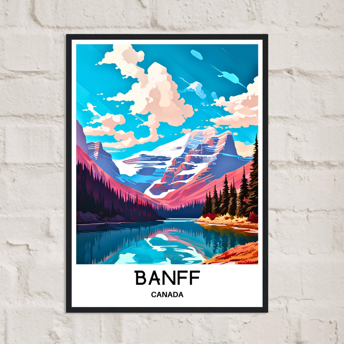 Banff Travel Poster Banff Travel Print Banff Art Print Banff Travel Gift Banff Lover Gift Banff Canada Print Banff Wall Art Banff Travel Art - Image 2