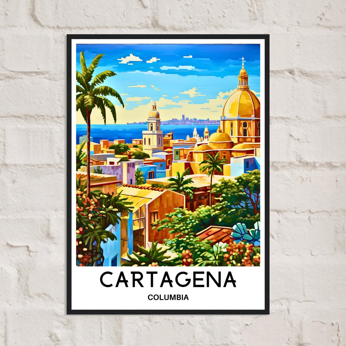 Cartagena Golden Domes Old Town Rooftops Colombia Travel Poster - Image 2